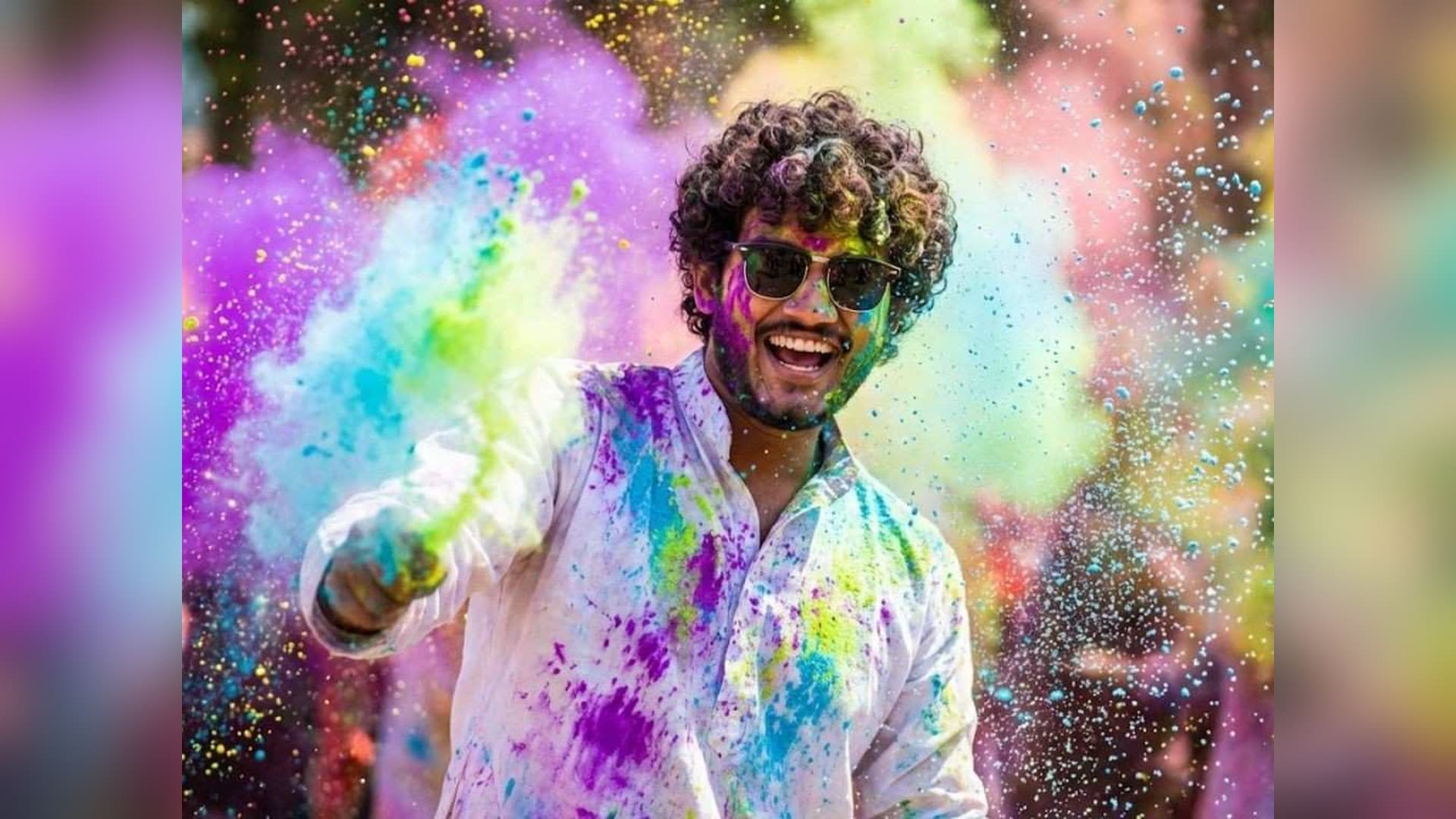 Holi Powder Explosion, festival photo editing AI example