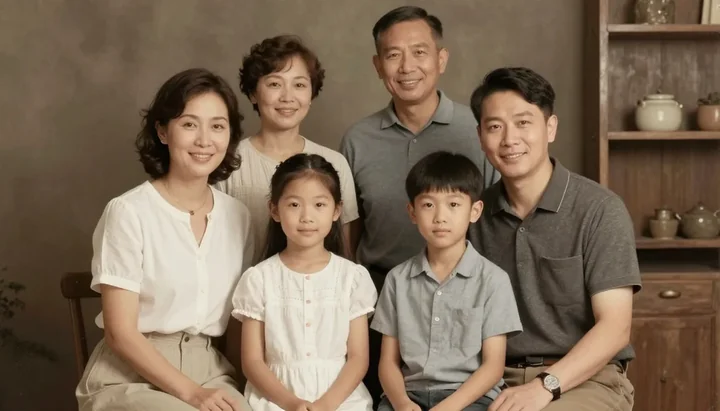 A family portrait with every person visible