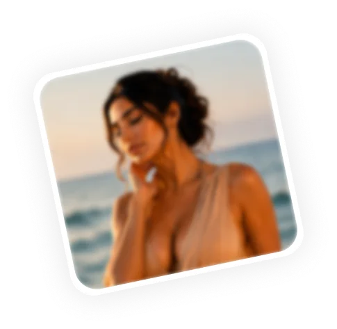 A blurry beach portrait next to the Upload Image button