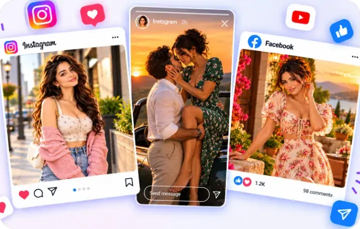Instagram and Facebook posts with colorized photos