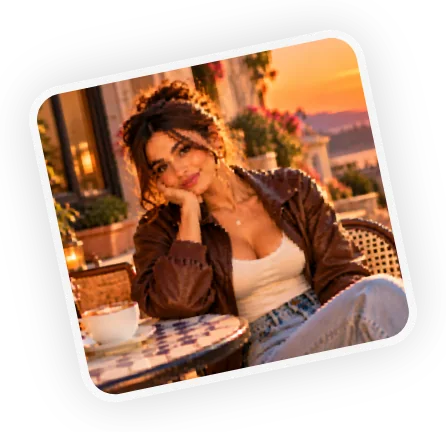 A soft, low-resolution cafe portrait next to the Upload Image button