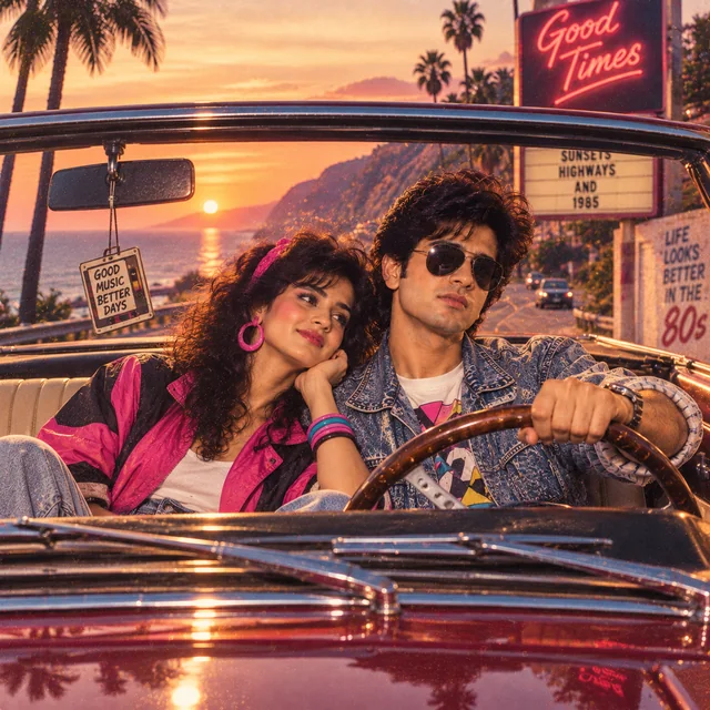 Couple posing with a vintage car