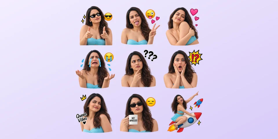 A nine-sticker meme pack made from one photo