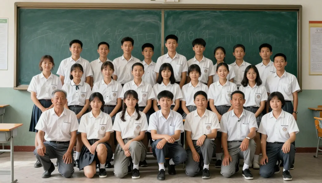 Old school class photo colorized